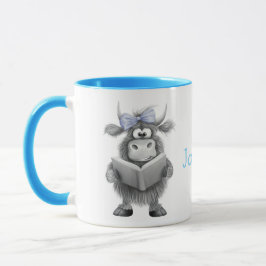 Personalisierte Niedliche Kuh-Tasse mit blauem Gri Tasse