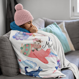 Personalisierte Niedliche Kuh, Weltraum, Katzen, M Fleecedecke