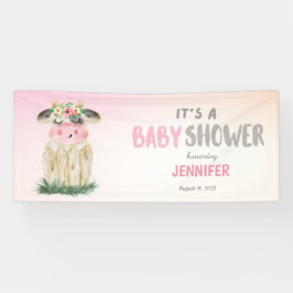 Personalisierte Niedliche Kühe Pink Gold Baby Dusc Banner