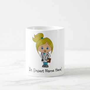 Personalisierte Niedliche Lady Doctor Tasse - Blon