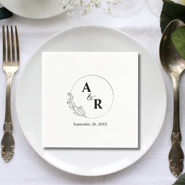 Personalisierte Niedliche Leaf-Hochzeitstile Serviette (Personalized minimal cute leaf initials napkins add a sweet touch to your wedding tables)