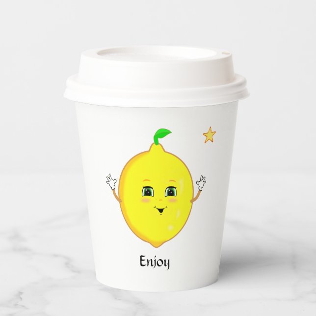 Personalisierte Niedliche Lemon & Star Pappbecher (Vorderseite)