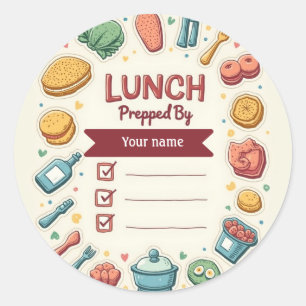 Personalisierte Niedliche Lunch-Checkliste für Kin Runder Aufkleber