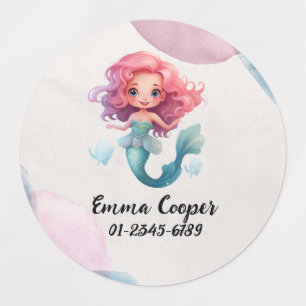 Personalisierte Niedliche Mermaid, Name, Telefonnu Etiketten
