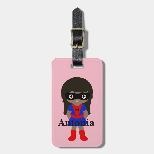 Personalisierte Niedliche Mini Spidergirl Kinder G Gepäckanhänger (Vorderseite vertikal)