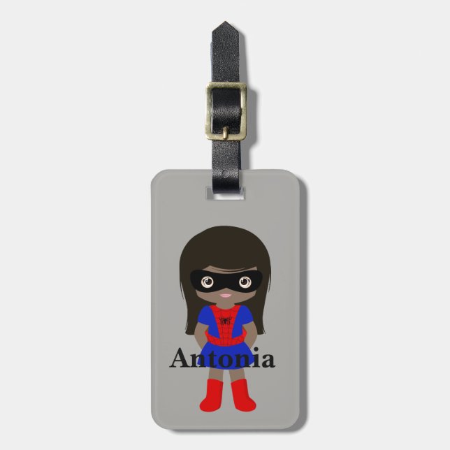 Personalisierte Niedliche Mini Spidergirl Kinder G Gepäckanhänger (Vorderseite vertikal)