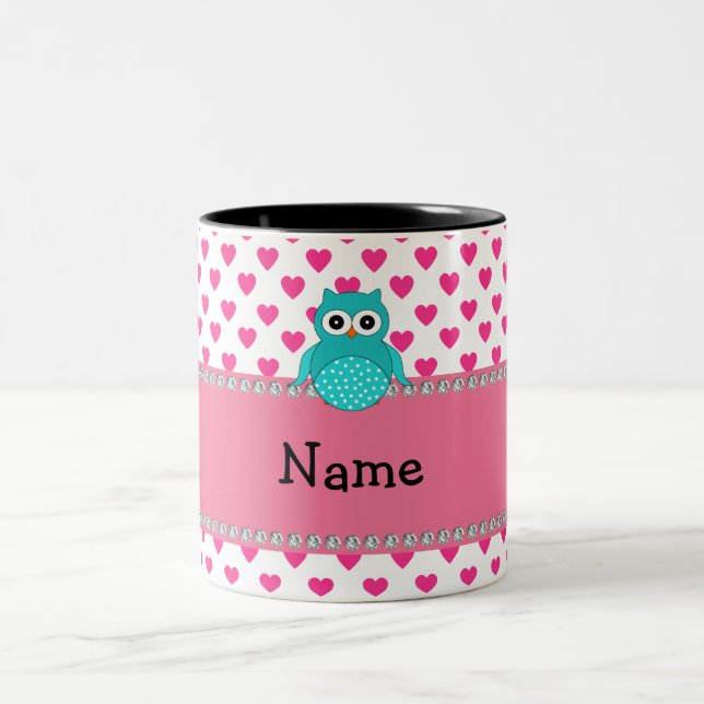 Personalisierte niedliche Namenseule Zweifarbige Tasse (Mittel)