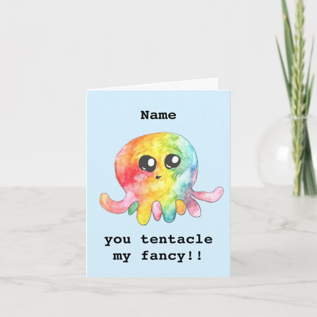 Personalisierte niedliche Oktopusvalentine Karte (Vorderseite)