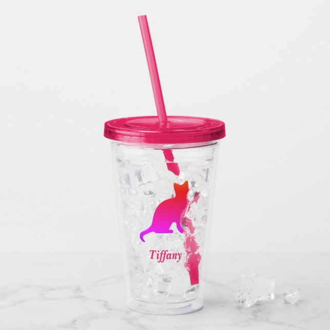 Personalisierte niedliche Omerkatze Acryltrinkbecher (Vorderseite Ice)