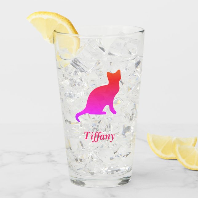 Personalisierte niedliche Omerkatze Glas (Vorderseite Ice)
