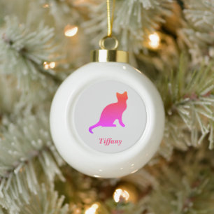 Personalisierte niedliche Omerkatze Keramik Kugel-Ornament