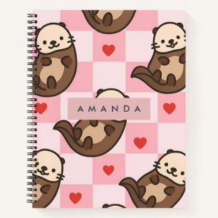 Personalisierte Niedliche Otter-Liebe mit Herzmust Notizbuch