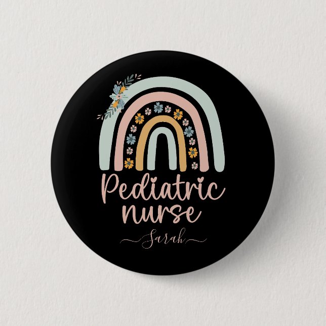 Personalisierte Niedliche pädiatrische Krankenschw Button (Vorderseite)