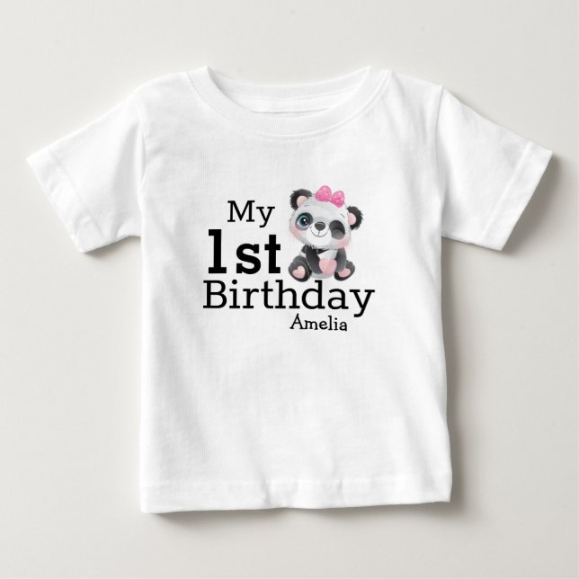 Personalisierte Niedliche Panda Girls zum ersten G Baby T-shirt (Vorderseite)
