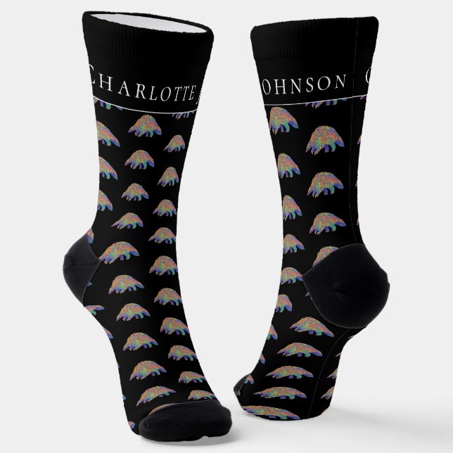 Personalisierte Niedliche Pangolin-Farben Tierart Socken (Gewinkelt)