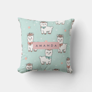 Personalisierte Niedliche Pastel Alpaca Muster Kissen