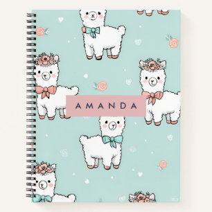 Personalisierte Niedliche Pastel Alpaca Muster Notizbuch