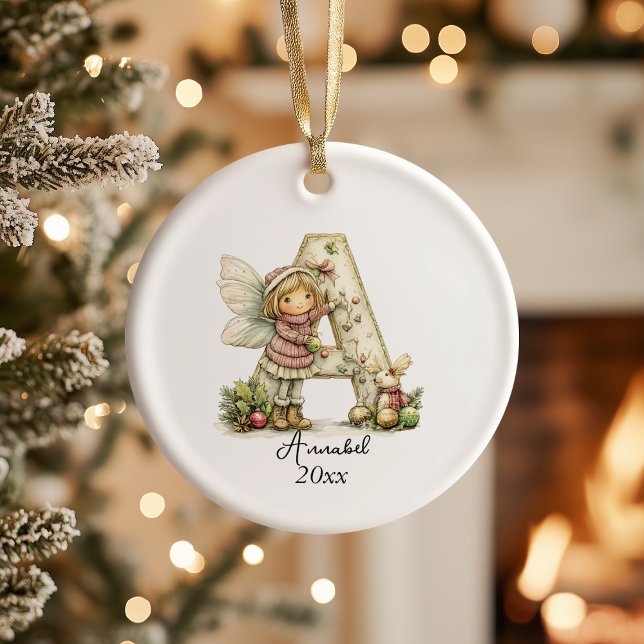 Personalisierte Niedliche Pastel Fairy Weihnachten Keramik Ornament (Von Creator hochgeladen)