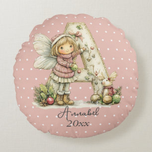 Personalisierte Niedliche Pastel Fairy Weihnachten Rundes Kissen