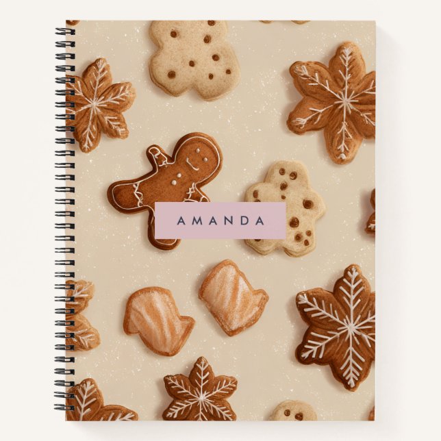 Personalisierte Niedliche Pastel Gingerbrot Cookie Notizbuch (Vorderseite)