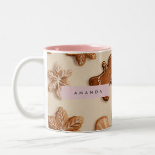 Personalisierte Niedliche Pastel Gingerbrot Cookie Zweifarbige Tasse