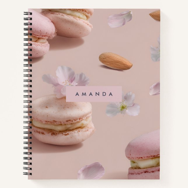 Personalisierte Niedliche Pastel Macaron Almond Bl Notizbuch (Vorderseite)
