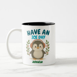 Personalisierte Niedliche Pinguin-Tasse - "Tag der Zweifarbige Tasse
