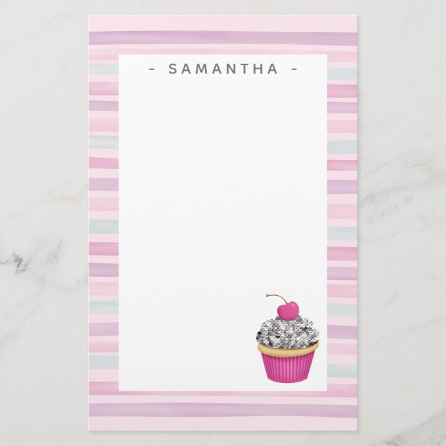 Personalisierte Niedliche Pink-Kuchen-Stationierun Briefpapier (Vorderseite)