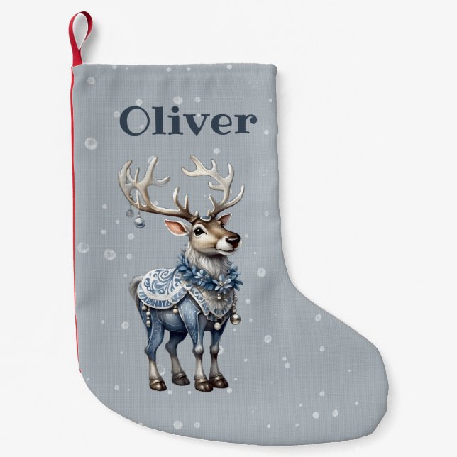 personalisierte niedliche Rentiere Kleiner Weihnachtsstrumpf (Vorderseite)