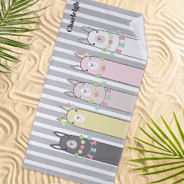Personalisierte Niedliche Retro-Farbige Llamas Kin Strandtuch