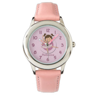 Personalisierte niedliche rosa Ballerina Armbanduhr