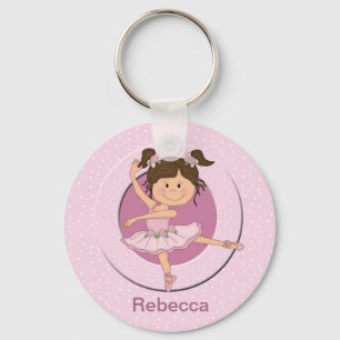 Personalisierte niedliche rosa Ballerina Schlüsselanhänger