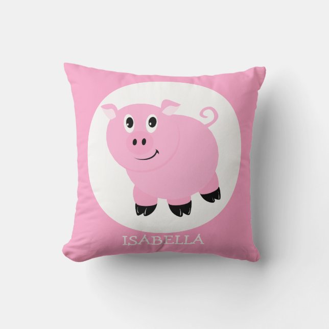 Personalisierte Niedliche Rosa Cartoon Girls Kissen (Vorderseite)