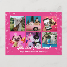 Personalisierte Niedliche Rosa Herz FotoCollage Postkarte