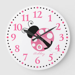 Personalisierte Niedliche Rosa Ladybug Große Uhr