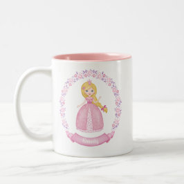 Personalisierte Niedliche Rosa Prinzessin Zweifarbige Tasse