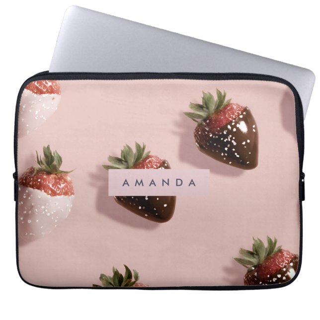 Personalisierte Niedliche Rosa Schokolade gedippt  Laptopschutzhülle (Vorderseite)