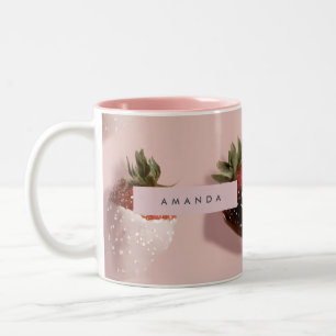 Personalisierte Niedliche Rosa Schokolade gedippt  Zweifarbige Tasse