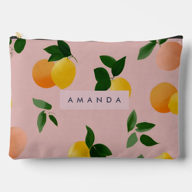 Personalisierte Niedliche Rosa Zitronenfrüchte Zubehörtasche (Vorderseite)