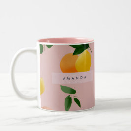 Personalisierte Niedliche Rosa Zitronenfrüchte Zweifarbige Tasse