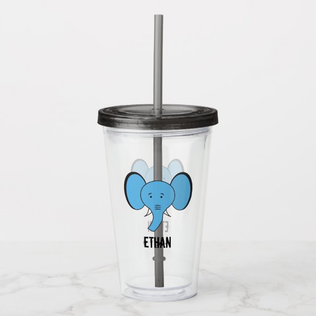 Personalisierte Niedliche Safari-Elefant-Illustrat Acryltrinkbecher (Vorderseite)