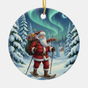Personalisierte Niedliche Santa Snowshose Keramik Ornament