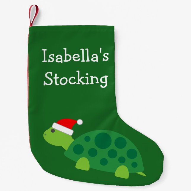 Personalisierte niedliche Schildkröte in der Kleiner Weihnachtsstrumpf (Vorderseite)
