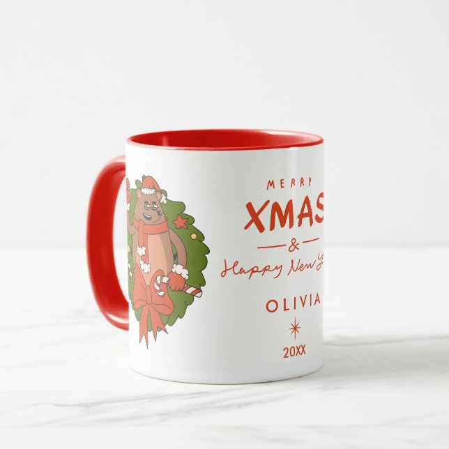 Personalisierte Niedliche Sloth Christmas Tasse -  (Vorderseite Links)