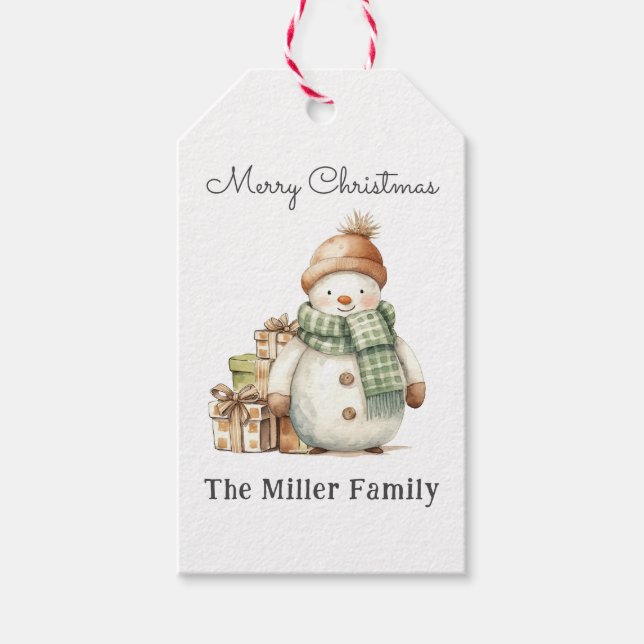 Personalisierte Niedliche Snowman & Weihnachtsgesc Geschenkanhänger (Vorderseite)