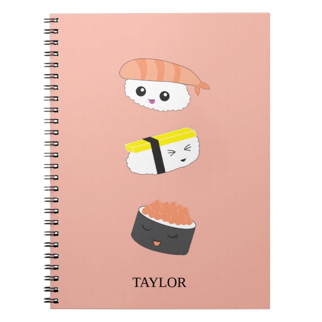 Personalisierte Niedliche Sushi-Illustration Notizblock (Vorderseite)