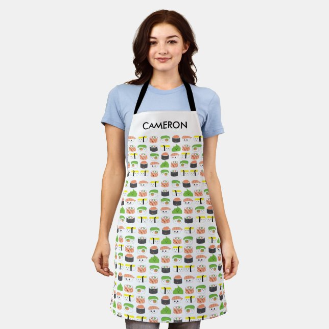 Personalisierte Niedliche Sushi Variety Illustrati Schürze (Getragen)