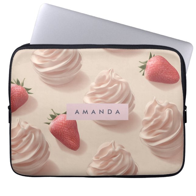 Personalisierte Niedliche süße Erdbeere Creme Past Laptopschutzhülle (Vorderseite)