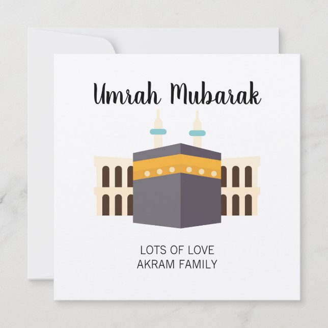 Personalisierte Niedliche Umrah Hajj Mubarak Islam Dankeskarte (Vorderseite)