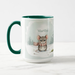 Personalisierte niedliche Wasserfarbe-Maus Winter Tasse